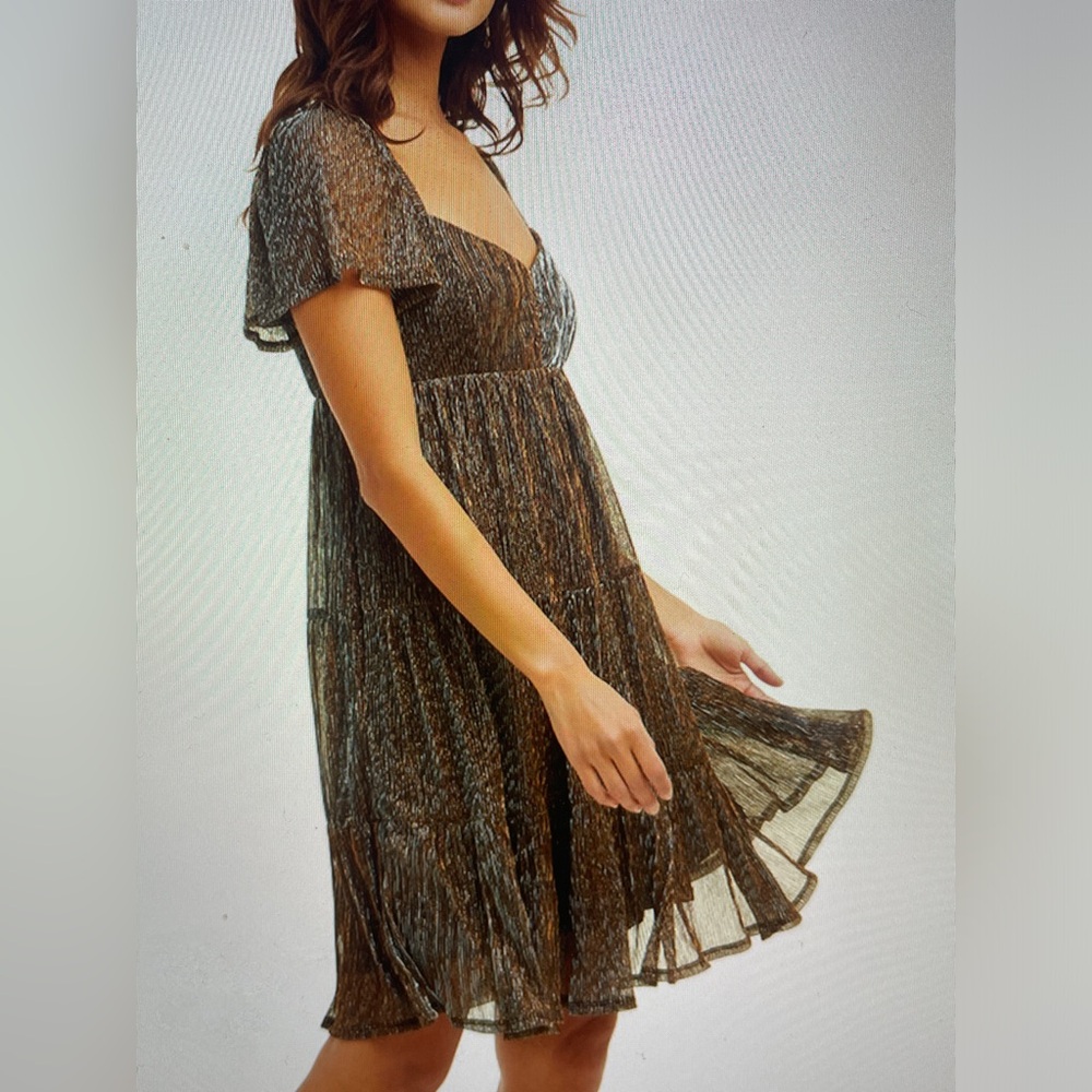 Emily Mini Dress in Lurex Plisse